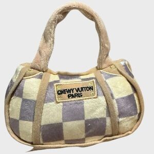 Chewy Vuitton Dog Toy Fashion Luxury Designer Purse Checker New